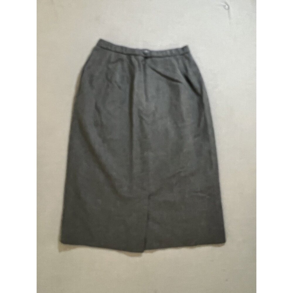 Pendleton Wool Skirt Womens 10 Petite Gray Pencil Rear Zip Button USA‎